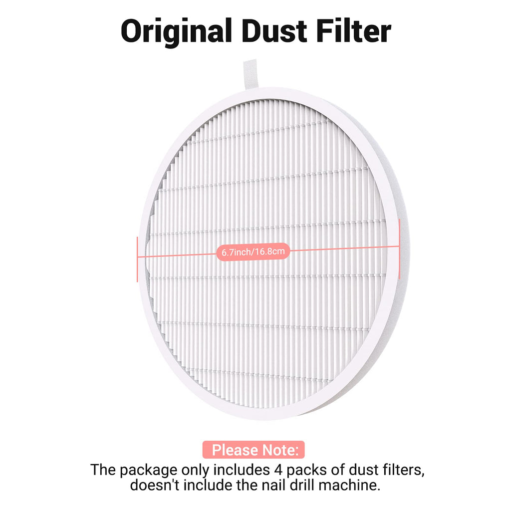 MelodySusie Nail Dust Collector Filter 4-Pack – Reusable Replacement Filters