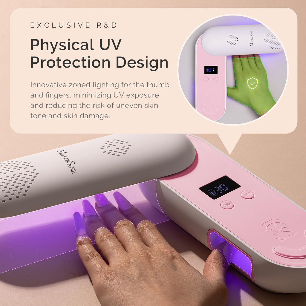 MelodySusie P-PLUS20F: Compact Cordless UV Nail Lamp with Rotatable Panel – 48W, Rechargeable, Pink