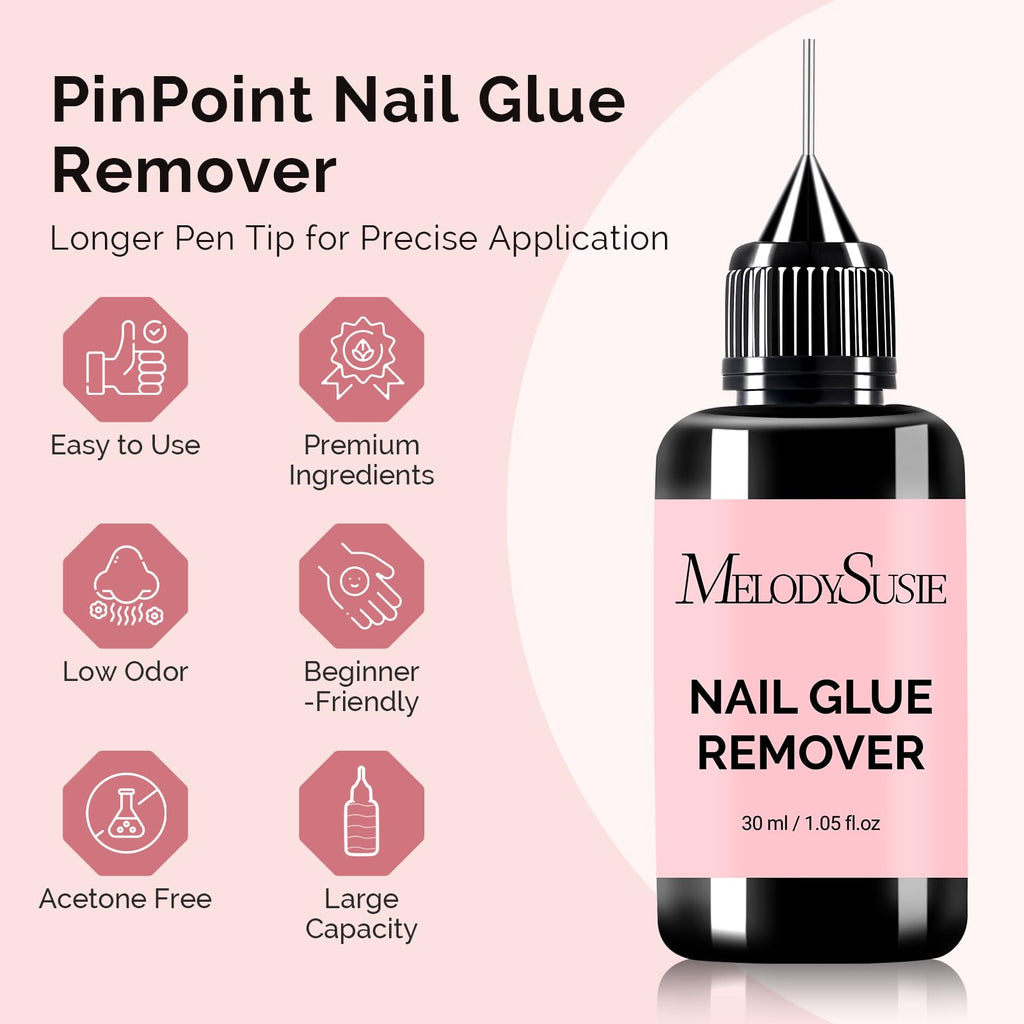 MelodySusie 2PCS Nail Glue Remover – Acetone-Free, Multi-Functional Gel X Nails (30ml x2)