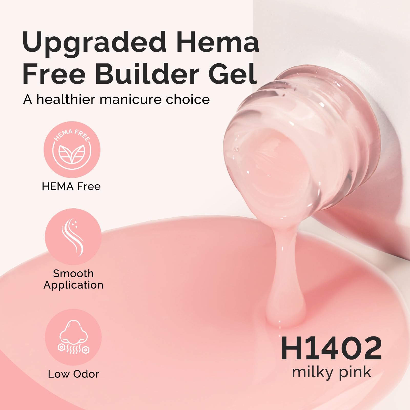 MelodySusie Hema-Free Milky Pink Builder Gel – 0.5 Fl Oz | UV/LED Extension
