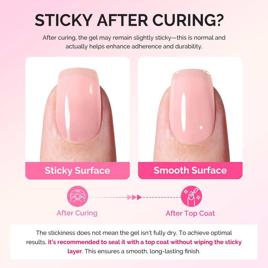 MelodySusie Builder Gel Nail Set – 6 Jelly Pink Gels, Thickening Base, UV/LED Cure