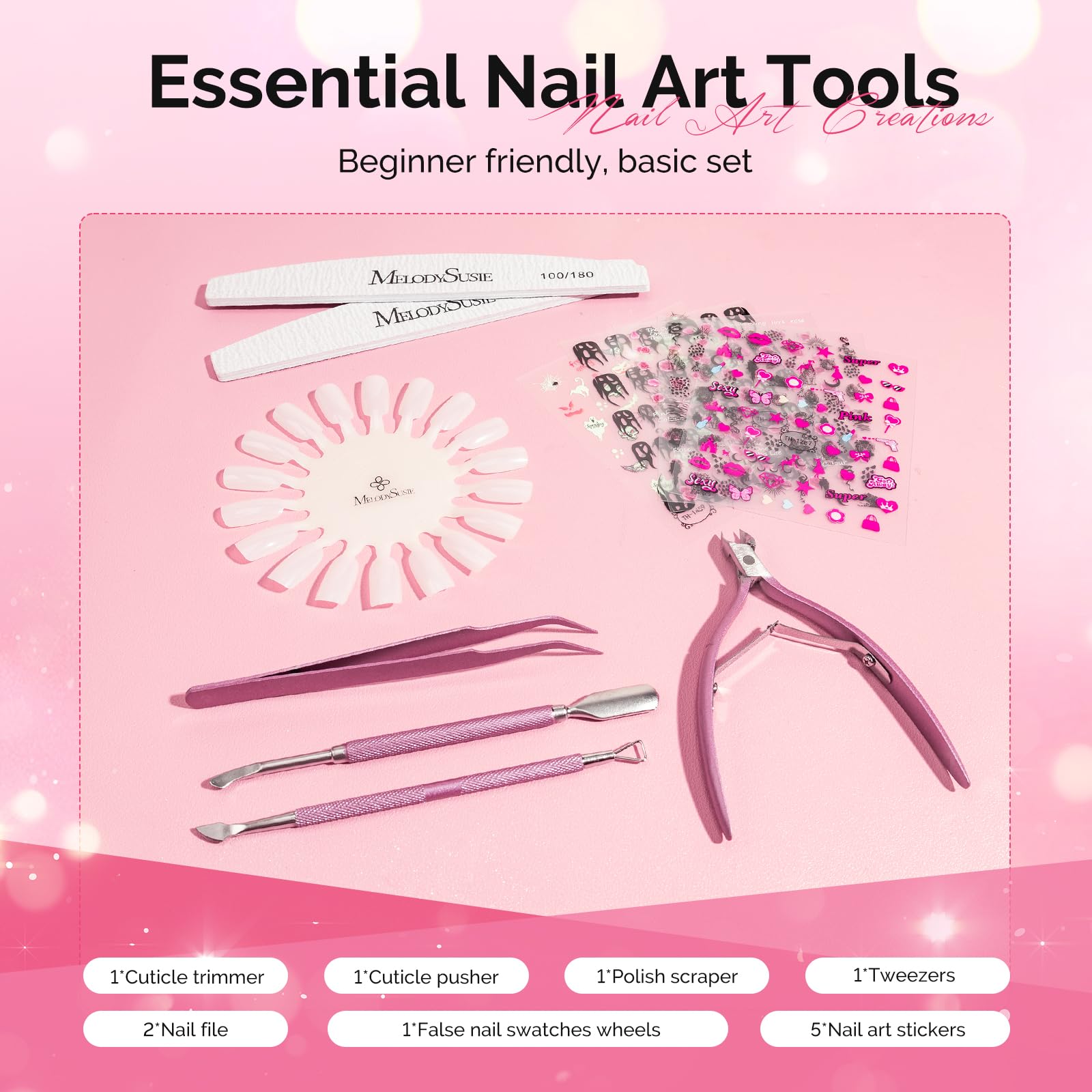 MelodySusie Gel Nail Polish Kit with UV Light P-ART06F – 8 Color Gel, Builder Gel, Base & Top Coat