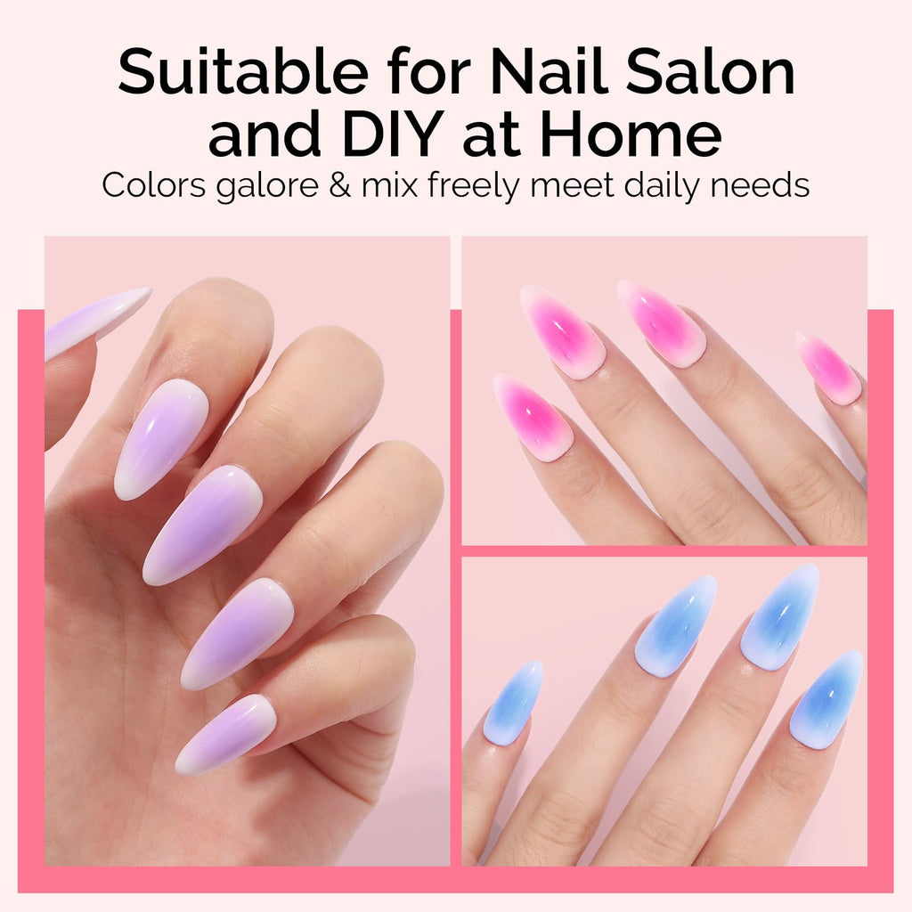 MelodySusie Gradient Painting Gel Set — 6-Color Ombre UV Gel Polish + 100 Sponges & Four-Claw Grabber | No-Wipe, Soak Off