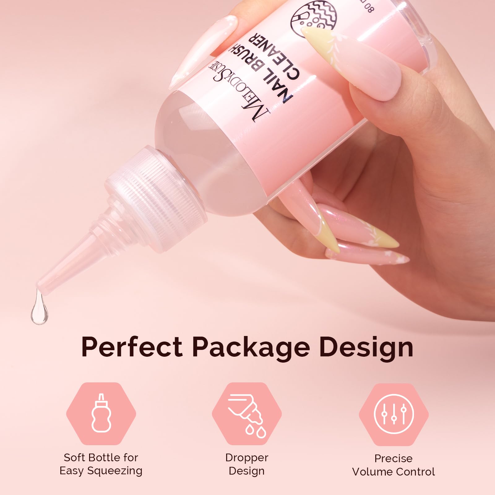 MelodySusie Nail Brush Cleaner: Gel Residue Removal & Brush Restoration Solution 80ml