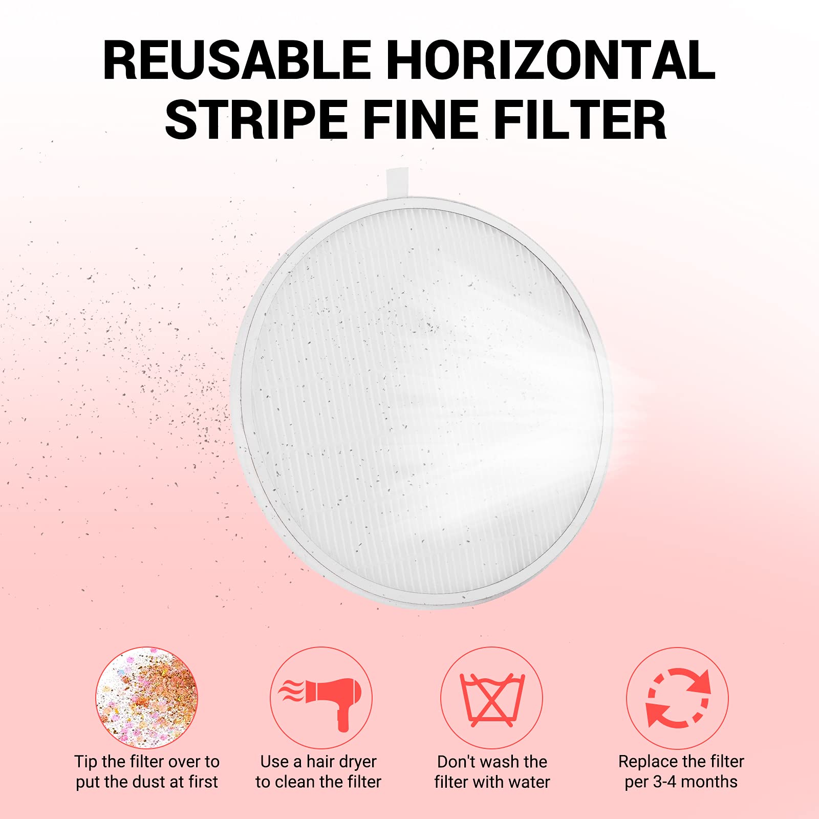 MelodySusie Nail Dust Collector Filter 4-Pack – Reusable Replacement Filters