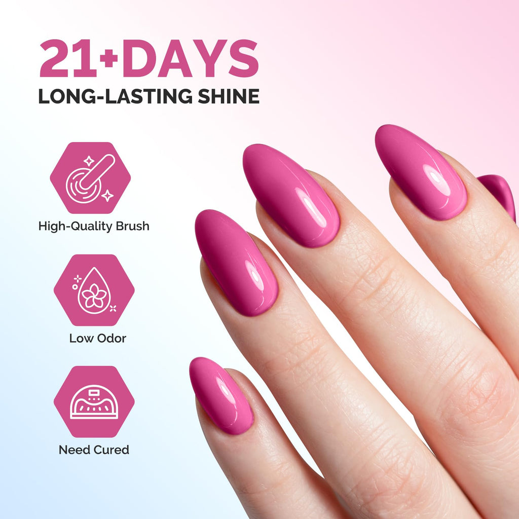 MelodySusie Fleurwee No-Wipe Glossy Top Coat & Base Coat Gel – HEMA-Free, 21-Day Long-Lasting Nail System