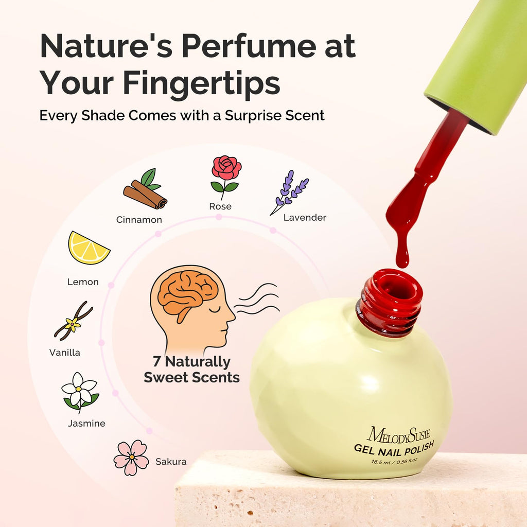 MelodySusie Valentine Gel Nail Polish Set – 6 Pink Nude Colors, Tilt Bottle, 3-Free Plant-Based Formula