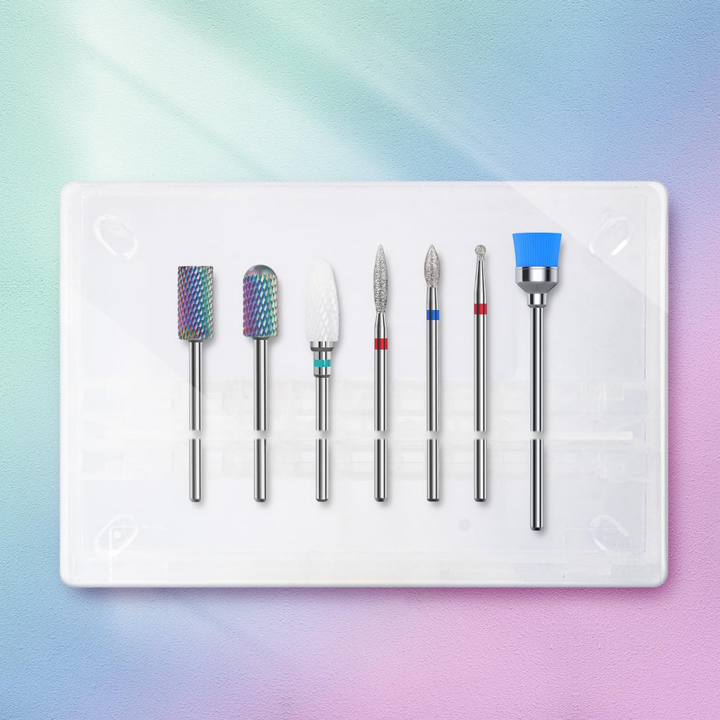 MelodySusie 7Pcs Nail Drill Bit Set – Tungsten Carbide Ceramic for Manicure & Pedicure