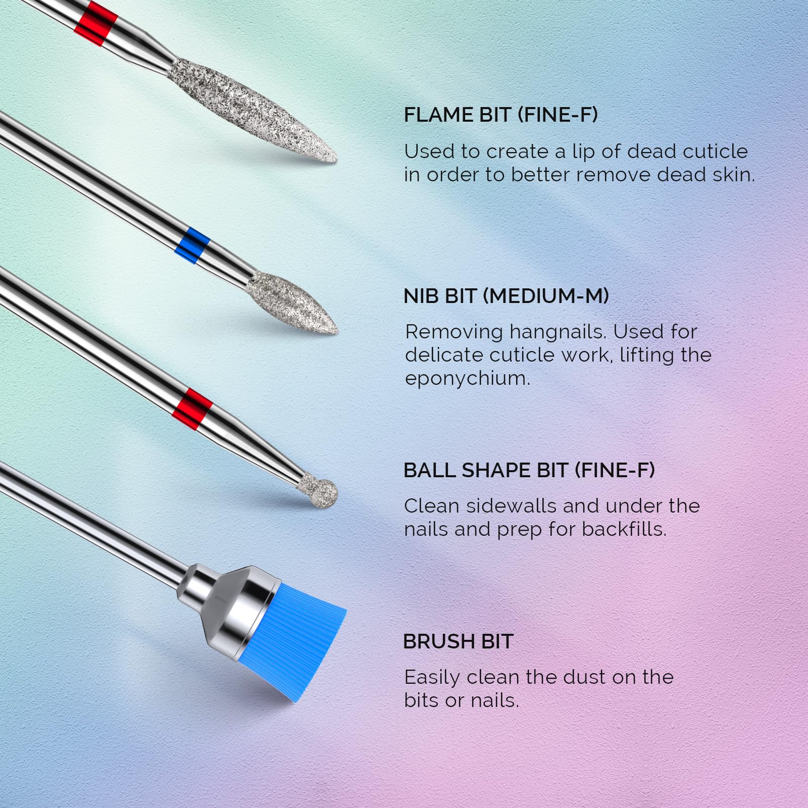 MelodySusie 7Pcs Nail Drill Bit Set – Tungsten Carbide Ceramic for Manicure & Pedicure