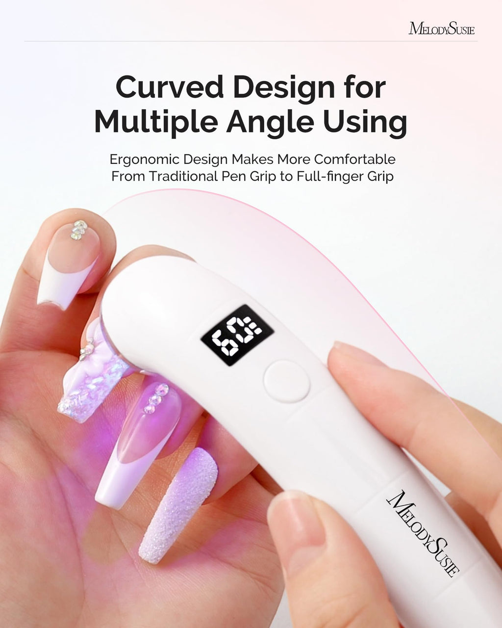 MelodySusie Ergonomic Cordless UV Nail Lamp – P-Art01A Mini LED Light with LCD & 2 Timers