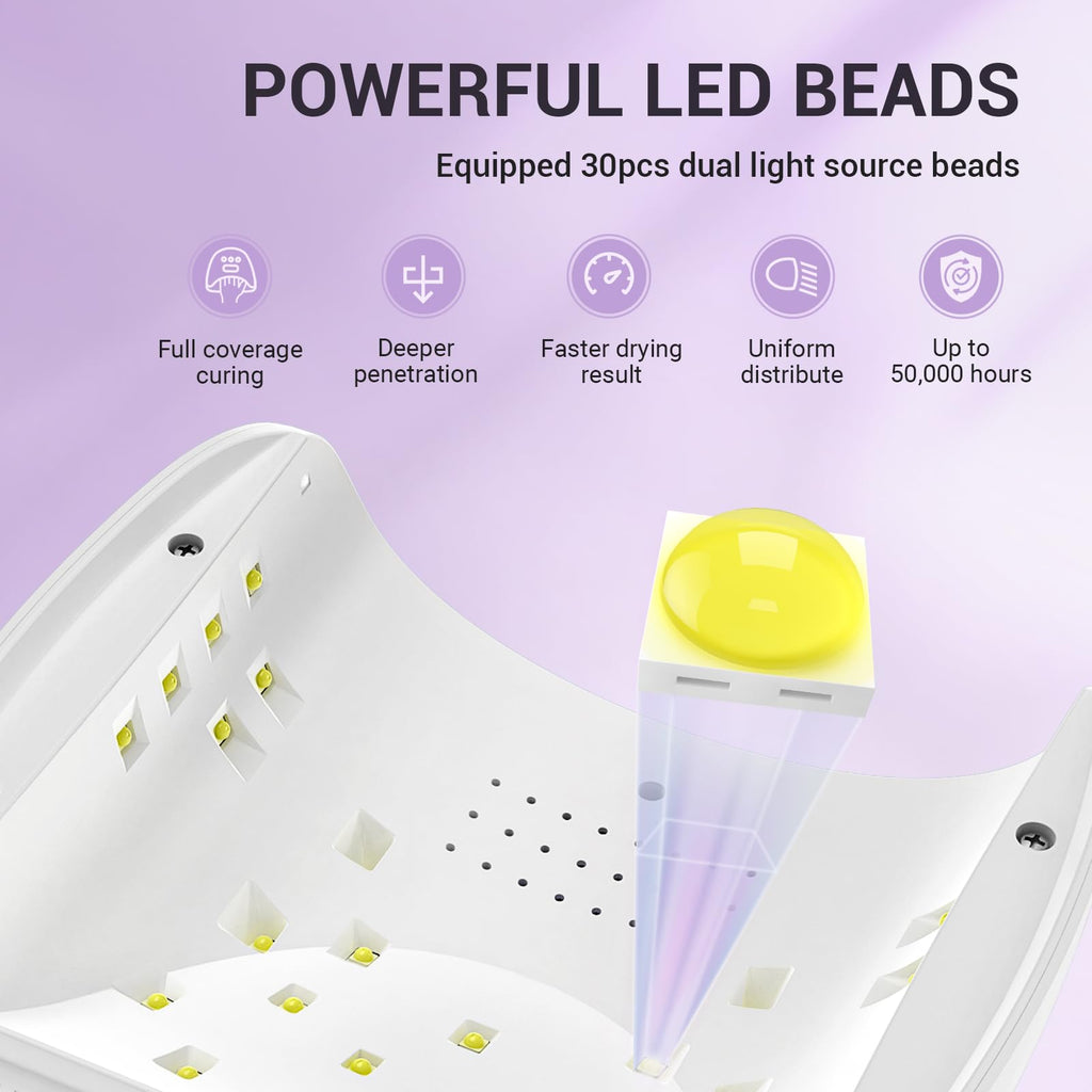MelodySusie P-Plus30I UV LED Nail Lamp – 54W, 3 Timers, Detachable Base