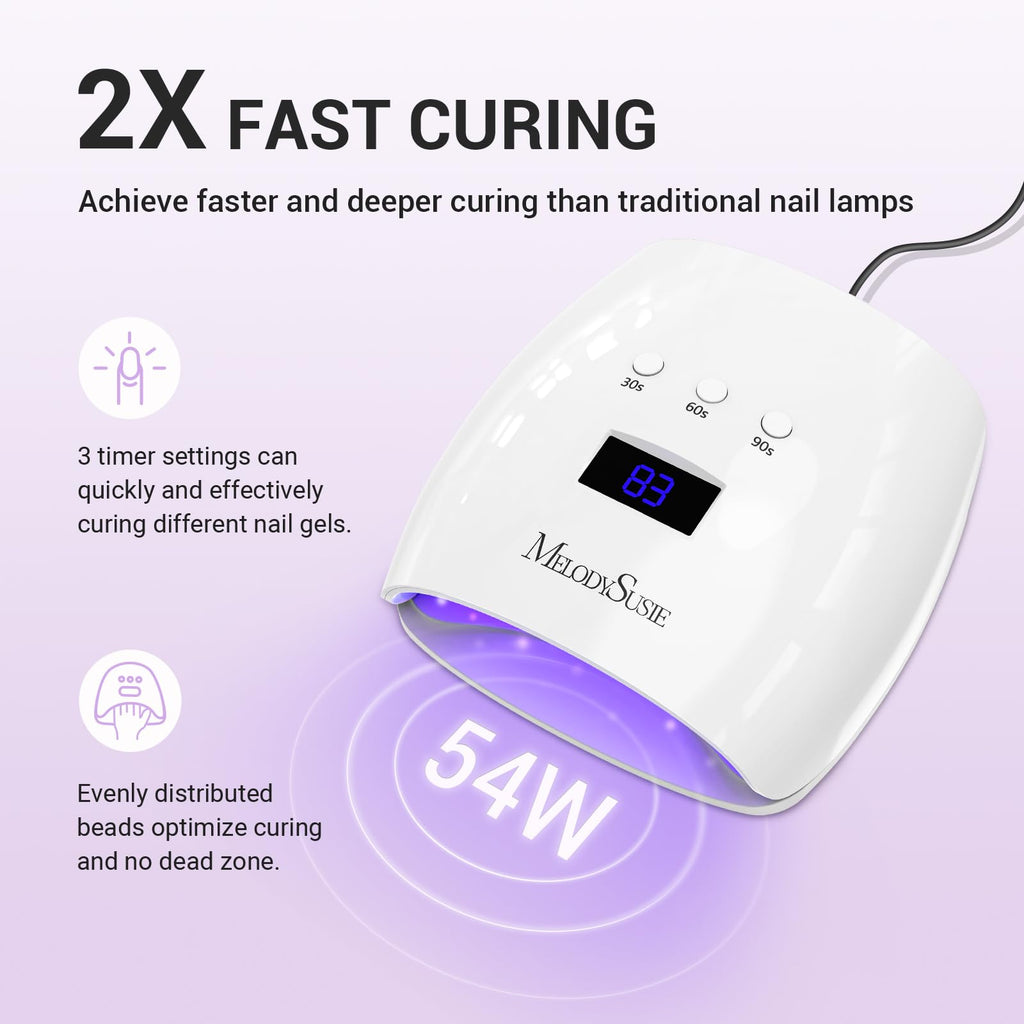 MelodySusie P-Plus30I UV LED Nail Lamp – 54W, 3 Timers, Detachable Base