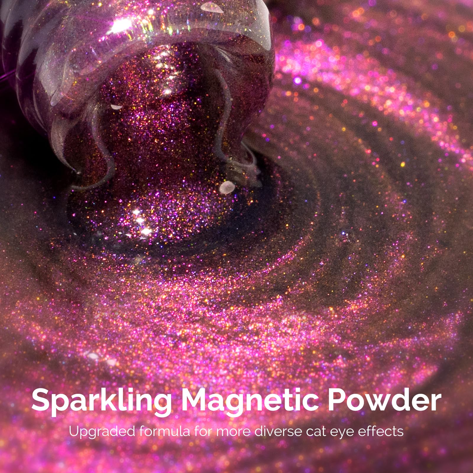 MelodySusie 9D Cat Eye Gel Nail Polish with Magnet – Pink Glitter UV Gel, 0.5 oz