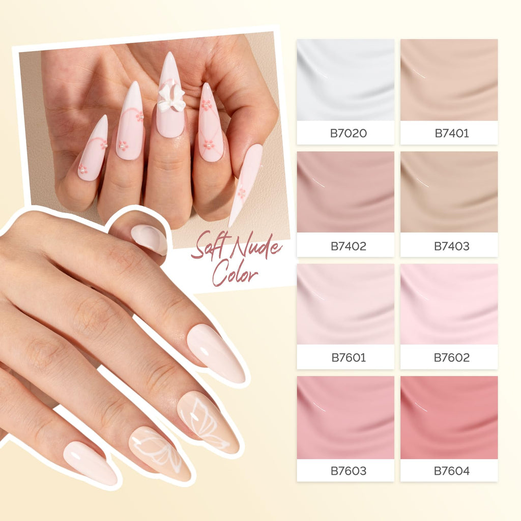 MelodySusie Plant Based Gel Nail Polish Set – Pink & Nude, 8-Piece 10ml, HEMA Free, Soak Off UV/LED, At-Home Manicure