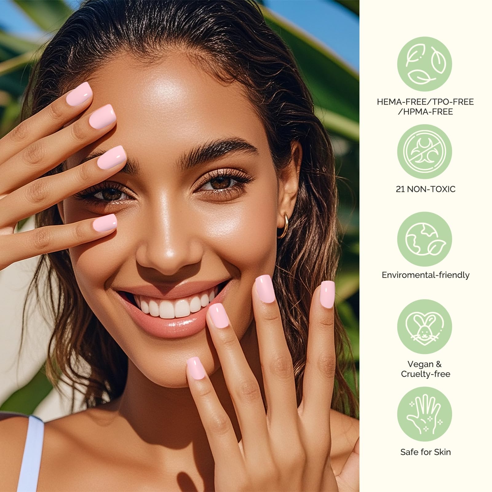MelodySusie Plant Based Gel Nail Polish Set – Pink & Nude, 8-Piece 10ml, HEMA Free, Soak Off UV/LED, At-Home Manicure