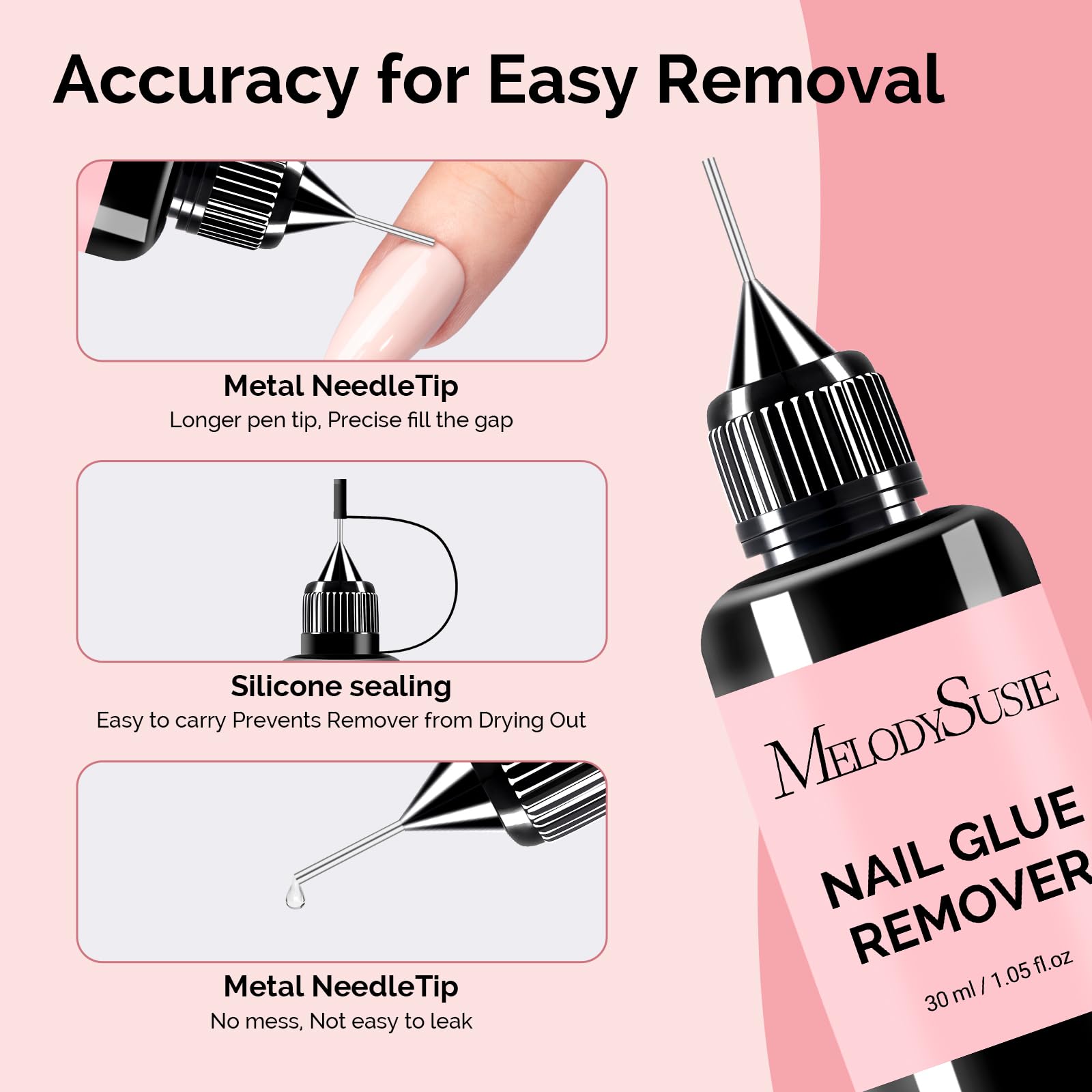 MelodySusie 2PCS Nail Glue Remover – Acetone-Free, Multi-Functional Gel X Nails (30ml x2)
