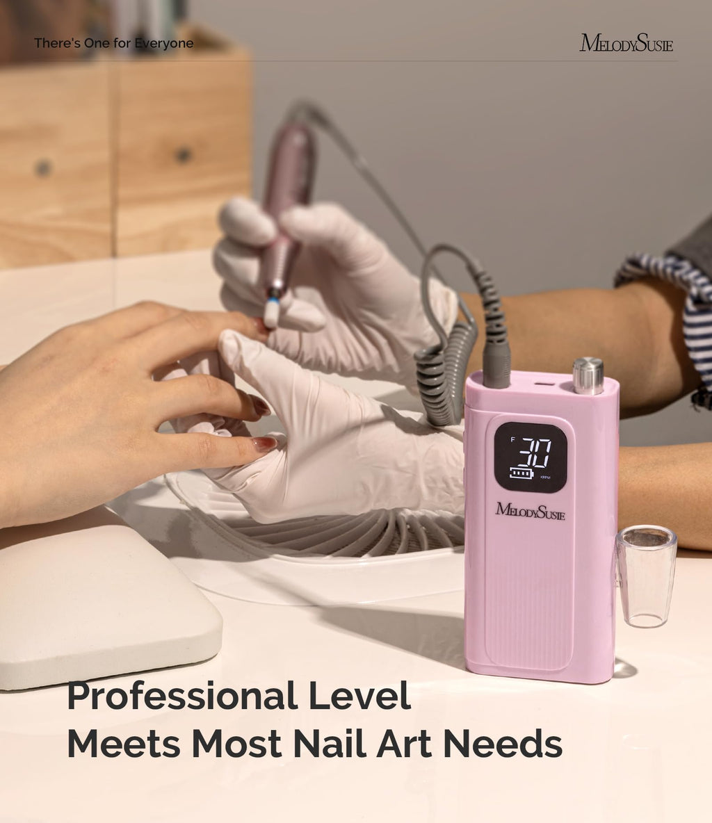 MelodySusie SC300F Clip-On Rechargeable Nail Drill – 30,000 RPM, LCD Display, Training & Home Use