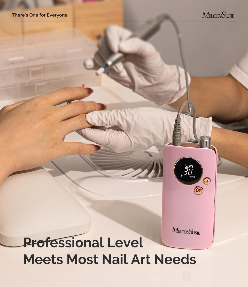 MelodySusie SC320F Clip-On Nail Drill – 30000RPM, Cordless E-File for Home Nail Care