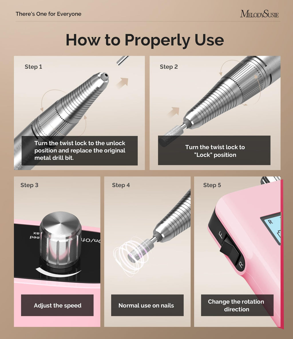 MelodySusie SC320H Nail Drill – 0-30000 RPM Cordless E-File with LCD Display for Training, Home Manicure & Gel Removal