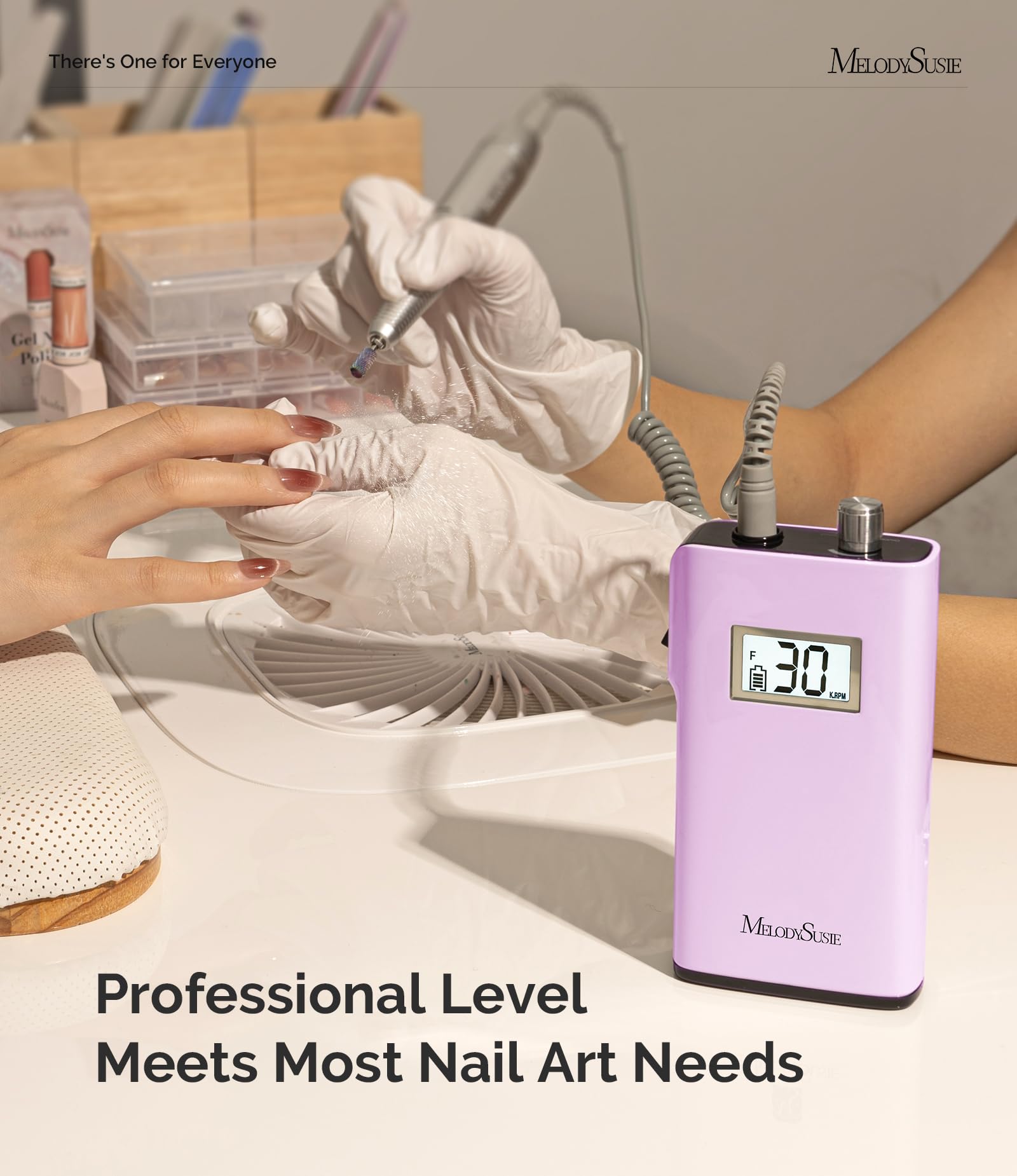 MelodySusie SC320H Clip-On Nail Drill – 0-30000RPM, LCD Display, Rechargeable & Cordless for Home, Training & Gel Removal