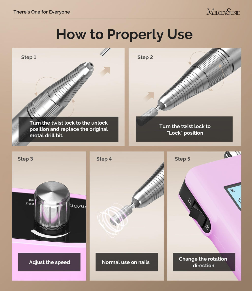 MelodySusie SC320H Clip-On Nail Drill – 0-30000RPM, LCD Display, Rechargeable & Cordless for Home, Training & Gel Removal