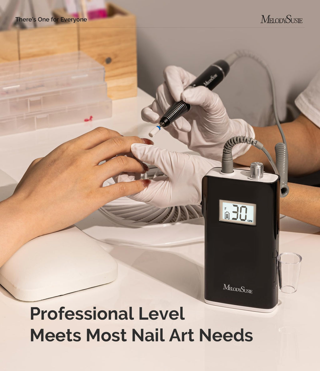 MelodySusie SC320H Nail Drill - 30000RPM Cordless E-File for Training & Home Use