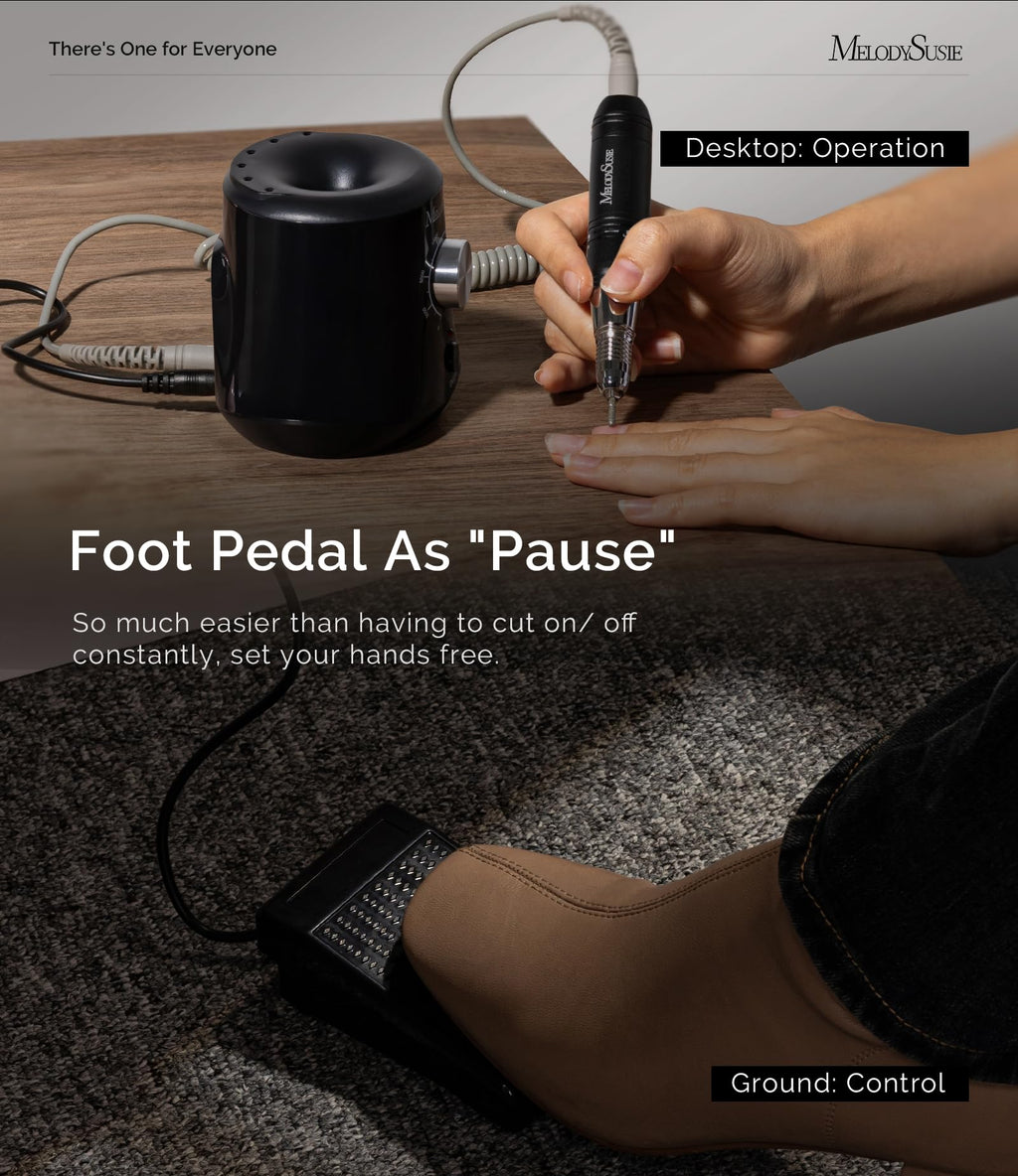 MelodySusie SC320I Nail Drill – 30000RPM Desktop E-File with Foot Pedal