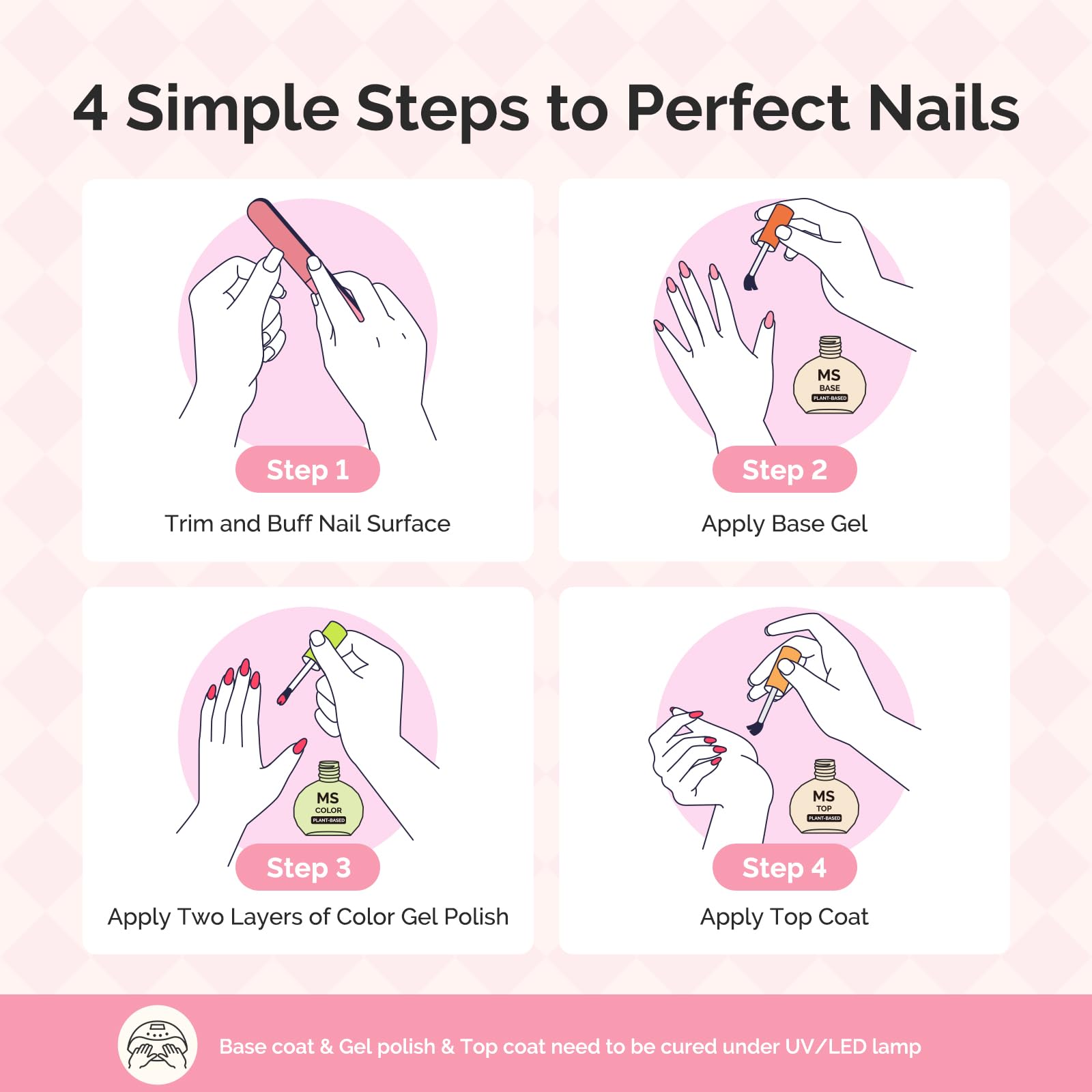 MelodySusie Valentine Gel Nail Polish Set – 6 Pink Nude Colors, Tilt Bottle, 3-Free Plant-Based Formula