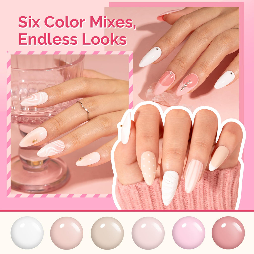 MelodySusie Valentine Gel Nail Polish Set – 6 Pink Nude Colors, Tilt Bottle, 3-Free Plant-Based Formula