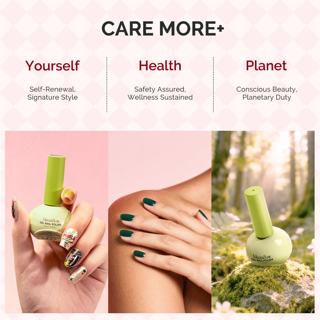 MelodySusie Highly Pigmented Gel Nail Polish Set – 6 Colors, Tilt Bottle, Plant-Based 3-Free Formula (HEMA Free)