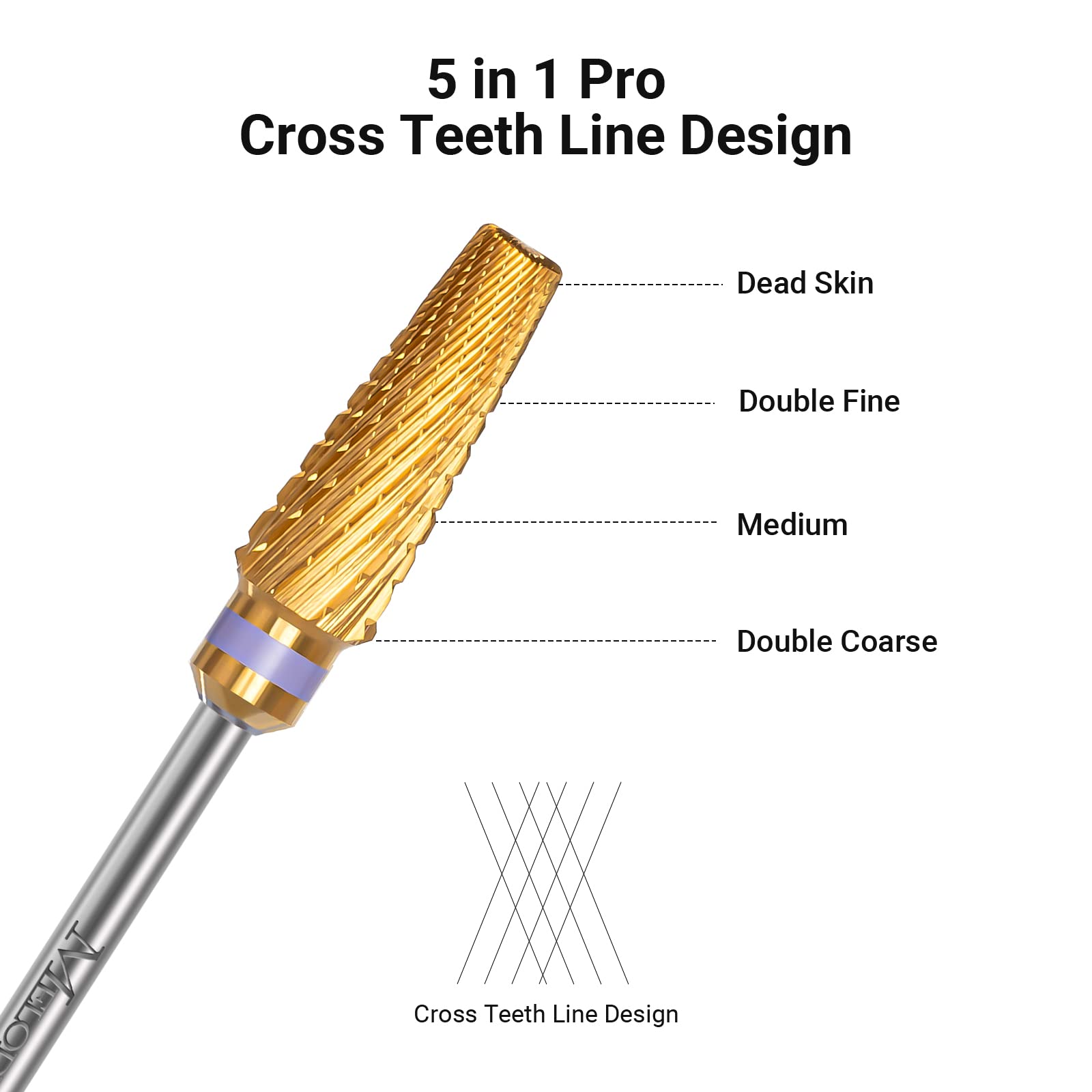 MelodySusie Upgrade 5 in 1 Nail Drill Bits – 3-32in Carbide Tungsten, Mixed Sizes, Series Bit X