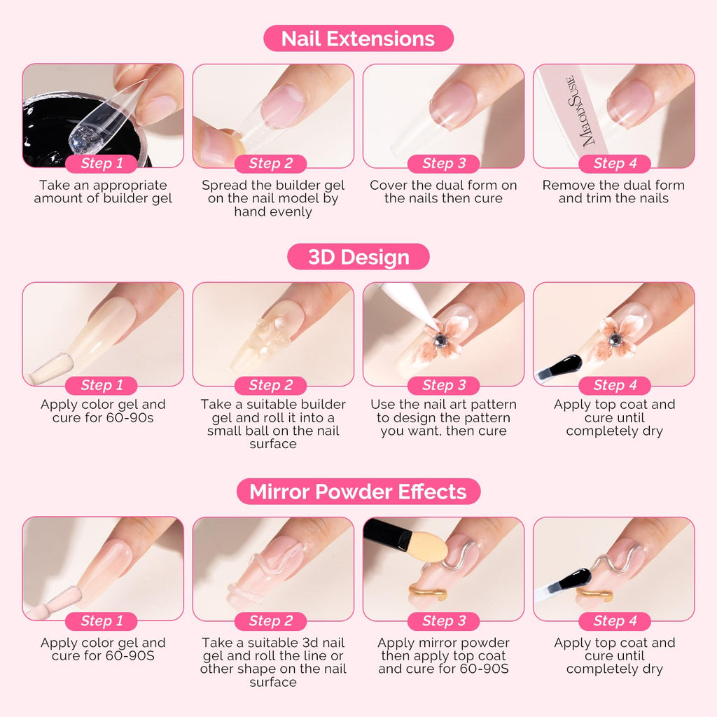 MelodySusie Solid Builder Gel 60g | 4-in-1 Non-Sticky UV Gel for Nail Extensions & 3D Nail Art