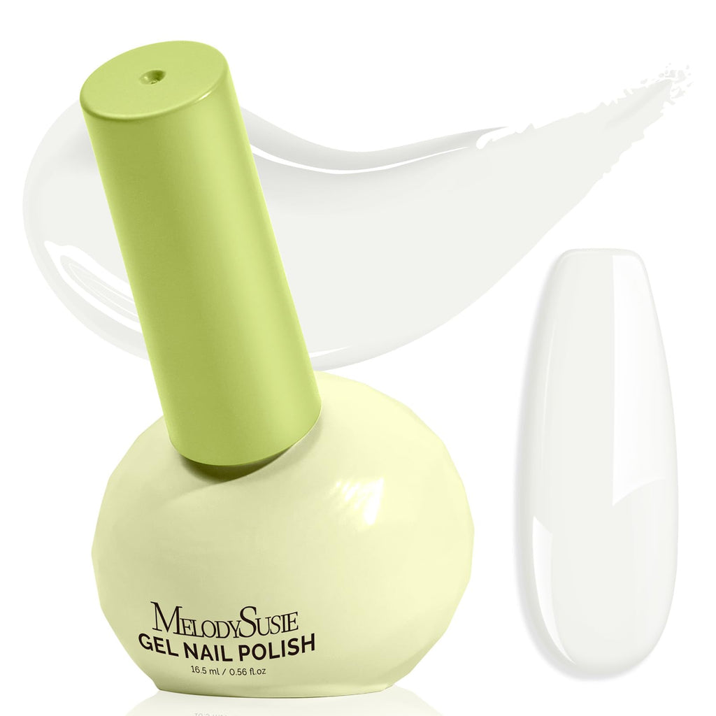 MelodySusie White Gel Nail Polish – 0.56 fl oz, Tilt Bottle, Plant-Based & 3-Free (TPO/HEMA/HPMA)