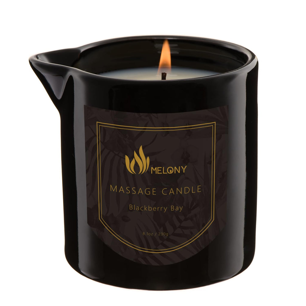 MELONY Massage Oil Candle 8.1 oz – Blackberry & Bay for Home Spa & Relaxation