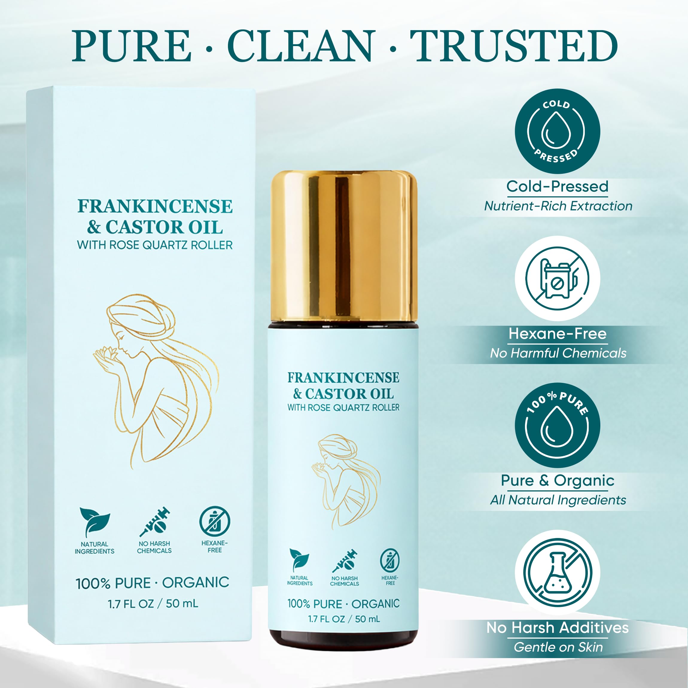 MEMOCORE Frankincense & Organic Castor Oil Roller – Deep Hydration, Elasticity Support, 50ml