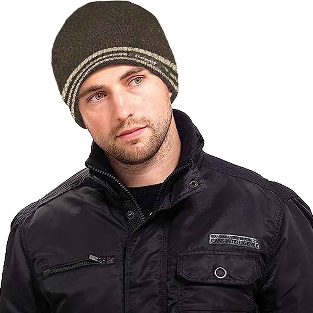 Sock Stack 3M Thinsulate Insulated Fleece Lined Knitted Beanie Hat With Striped Design