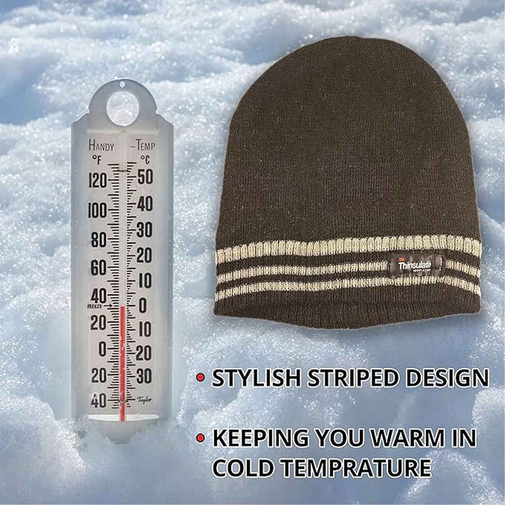 Sock Stack 3M Thinsulate Insulated Fleece Lined Knitted Beanie Hat With Striped Design