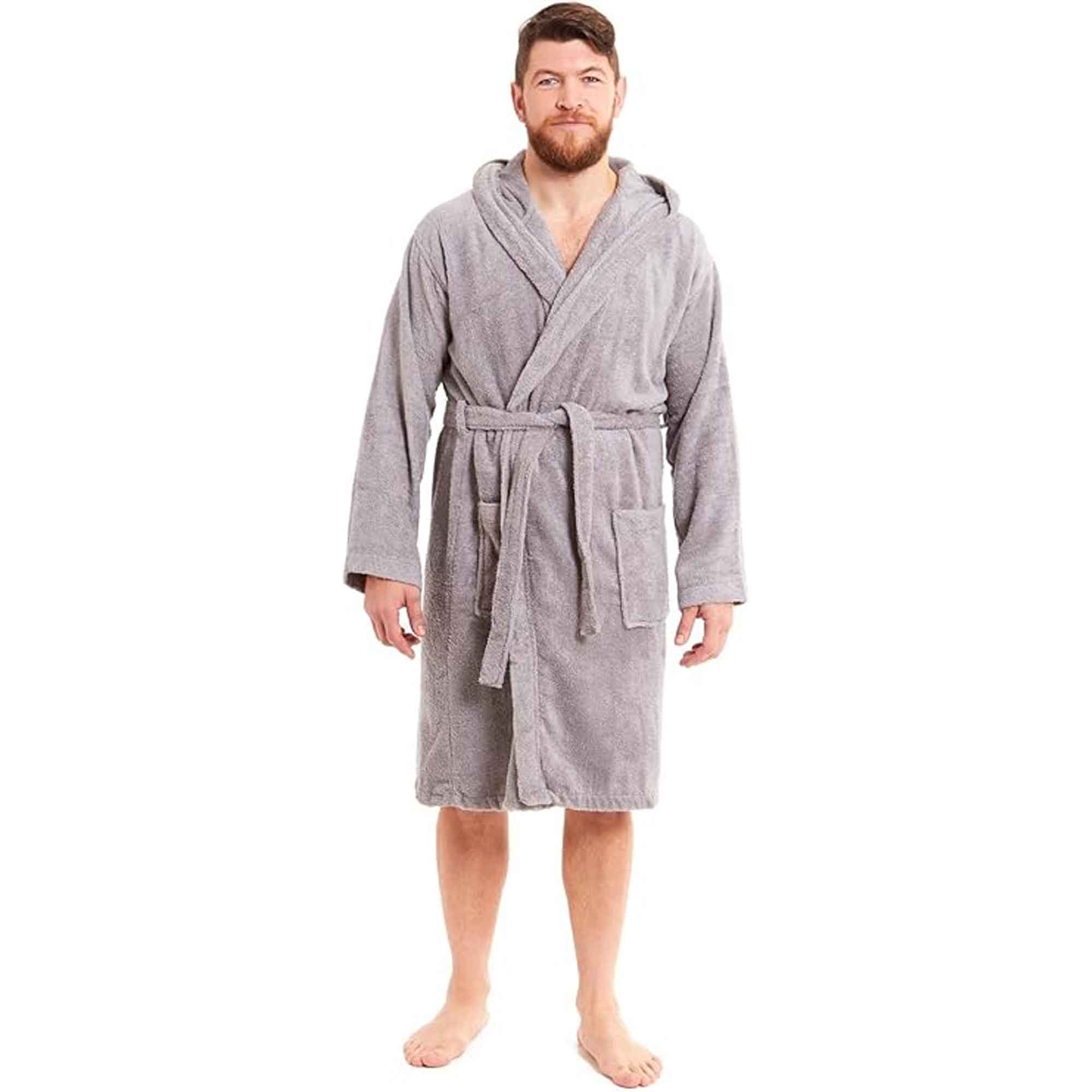 Toro Rocco Men's Bamboo Hooded Bath Robe Towelling Gown Quick Dry Ultra Absorbent Cotton Cosy Super Soft Hotel-Style Robe