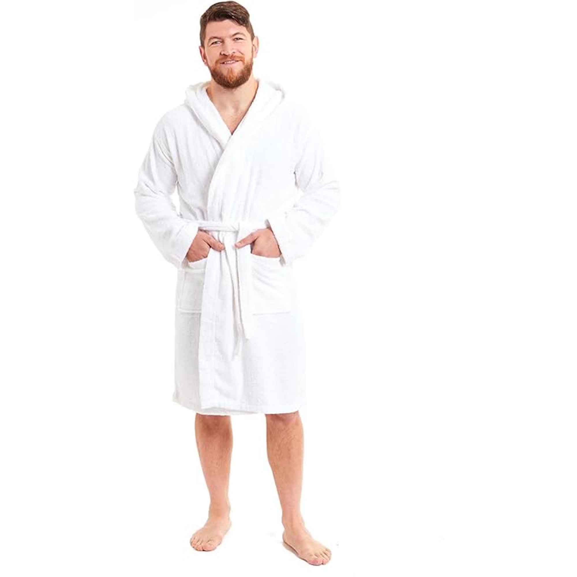 Toro Rocco Men's Bamboo Hooded Bath Robe Towelling Gown Quick Dry Ultra Absorbent Cotton Cosy Super Soft Hotel-Style Robe