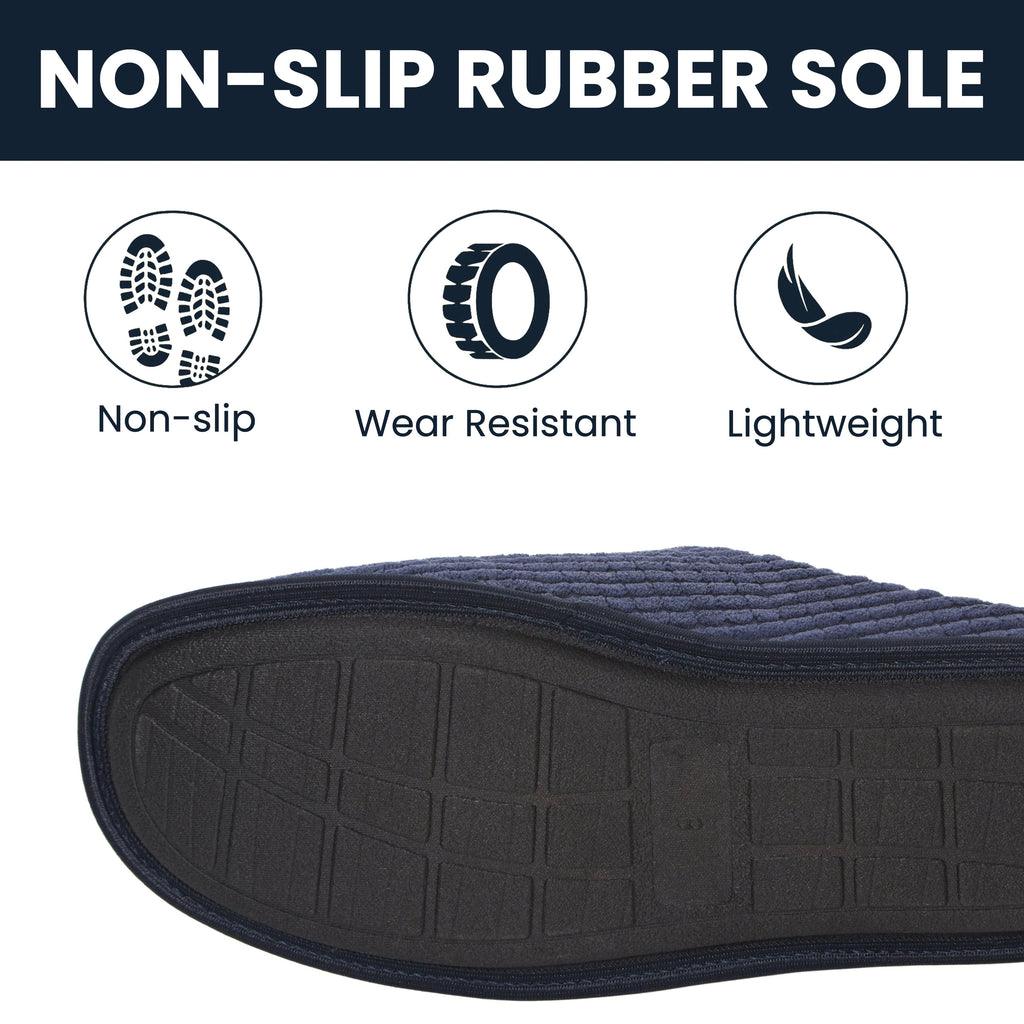 Sock Stack Men's Corduroy Slip On Indoor Slippers Non Slip Memory Foam Warm Thermal Lined