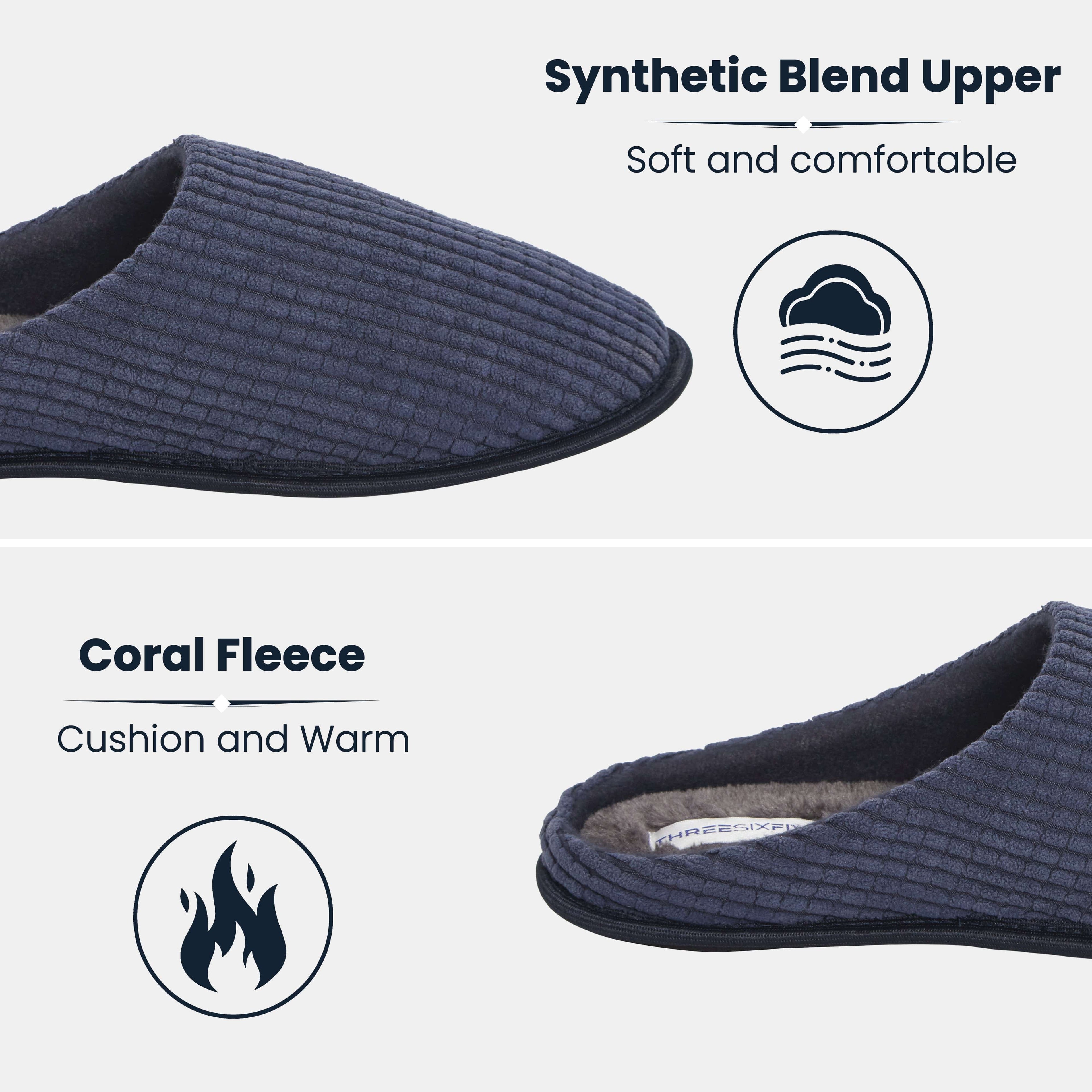 Sock Stack Men's Corduroy Slip On Indoor Slippers Non Slip Memory Foam Warm Thermal Lined