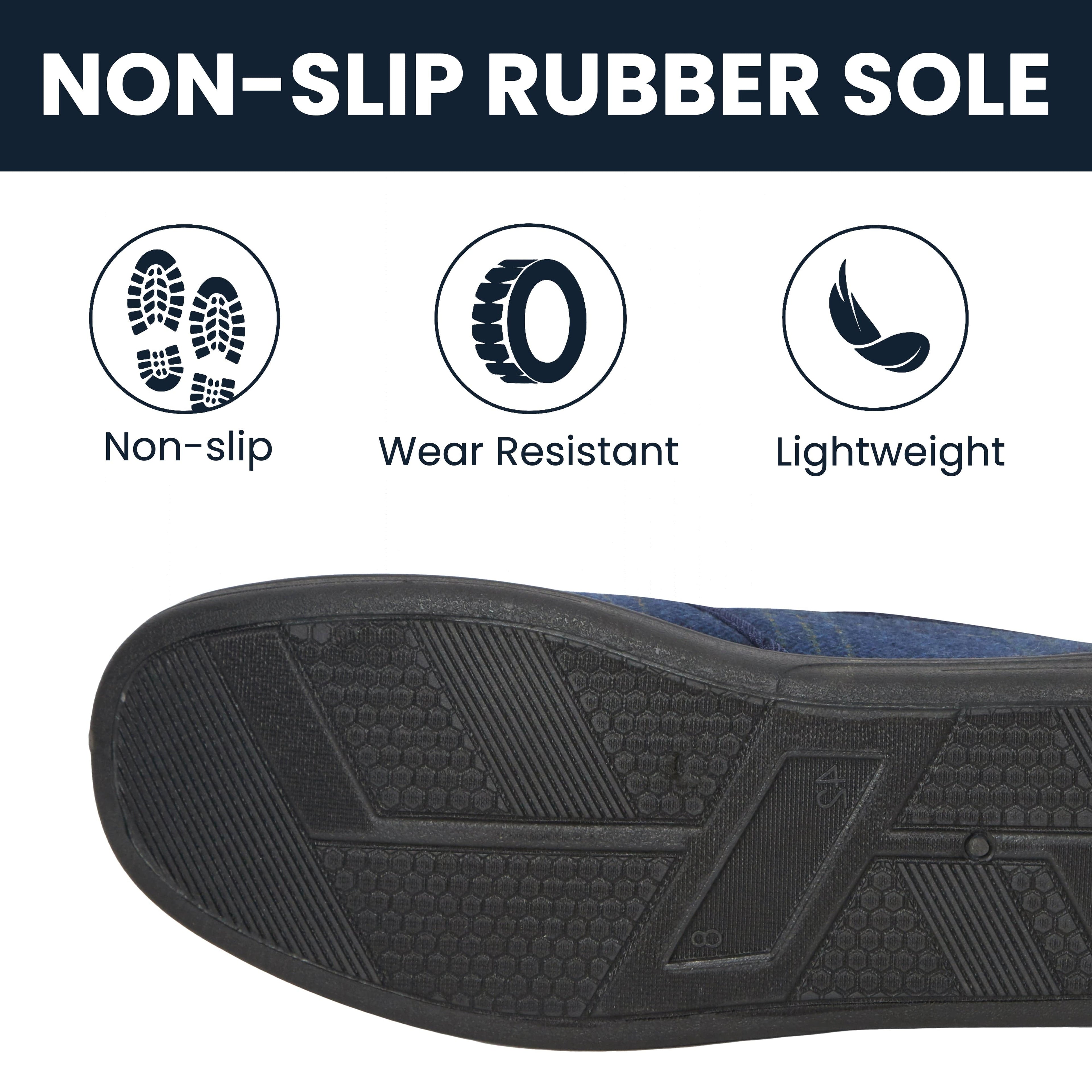 Sock Stack Men's Checked Slippers Memory Foam Cushioned Soft Lining Warm Thermal Slip-On
