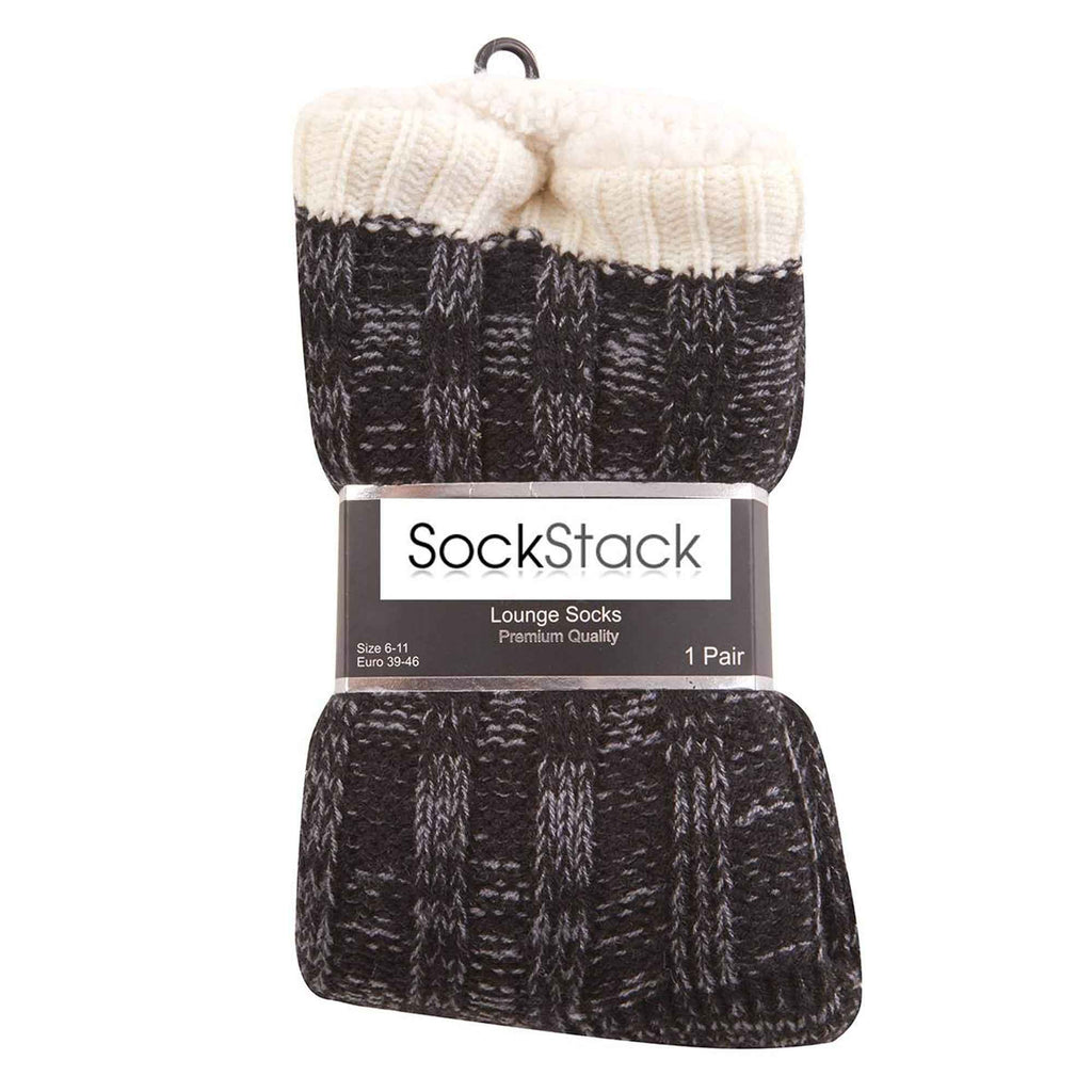 Sock Stack Mens Slipper Socks Non Slip Grips Chunky Winter Lounge Wear Ultra Soft Sherpa
