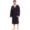 Sock Stack Men's Hooded Waffle Cotton Bathrobe Black 100% Cotton Super Absorbent