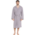 Sock Stack Mens Hooded Waffle Cotton Bathrobe Grey 100% Cotton Super Absorbent Super Soft Cosy Dressing Gown