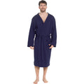 Sock Stack Men's Hooded Waffle Cotton Bathrobe Navy 100% Cotton Super Absorbent Spa