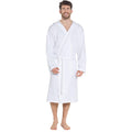 Sock Stack Men’s Hooded Cotton Bathrobe Waffle Knit White Super Absorbent Easy Care