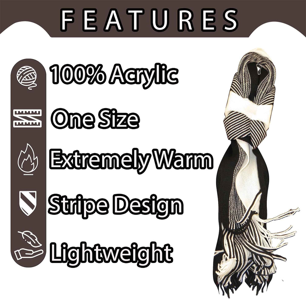 Sock Stack Mens Thermal Woven Stripe Acrylic Scarf Multi-Coloured Lightweight Insulation
