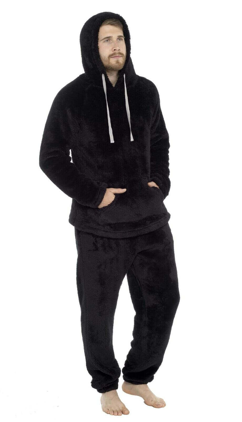 Toro Rocco Men's Hooded Snuggle Fleece Loungewear Pyjama Set Thermal With Elastic Waist