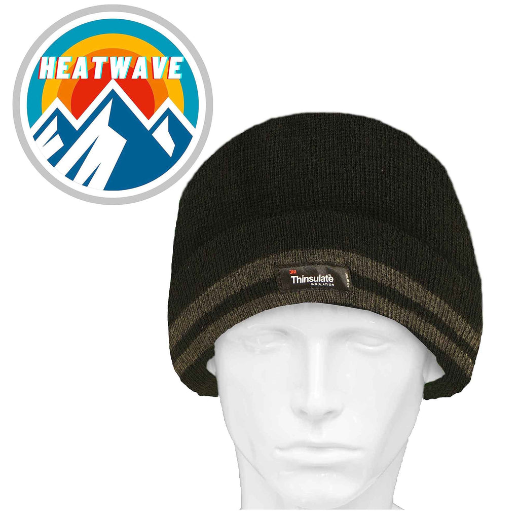 Sock Stack Mens 3M Thinsulate Fleece Knitted Beanie Hat Stripe Thermal Insulation